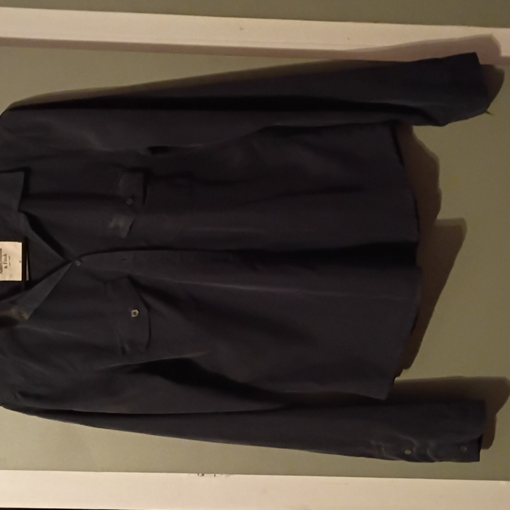 Abercrombie & Fitch Navy Button-Up Shirt Y2K Washed Silk Size Medium